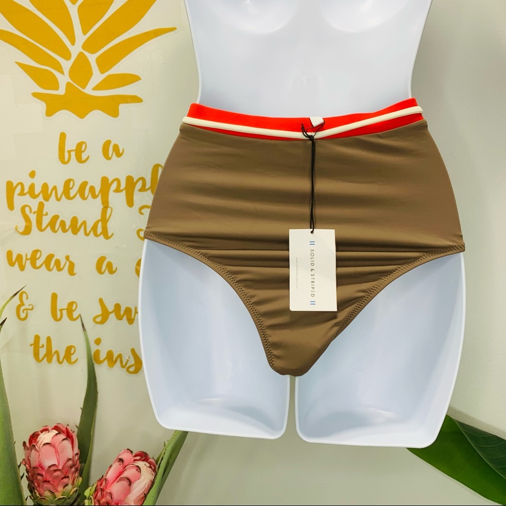 SOLID & STRIPED The Cora High Waist Bikini Bottom Brown Coral Swimsuit X… - Picture 5 of 11
